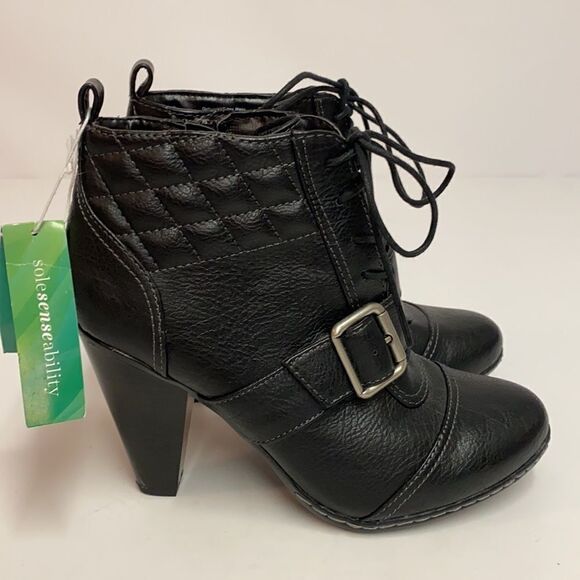 Sole Senseability Trixxie Black lace up heel ankle boots A4 - Picture 4 of 8